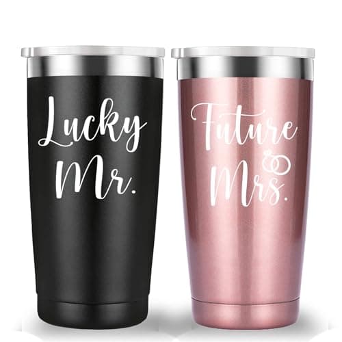 Future Mrs Travel Mug Tumbler for Newly Engaged Couples (20oz Black&White) — Black&Rose Gold