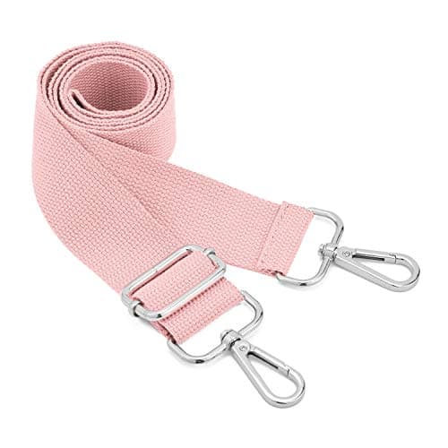 DEVPSISR Wide Shoulder Strap Replacement Adjustable Crossbody Canvas Bag — Silver Buckle-pink