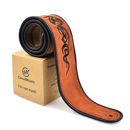 Cross Brown Suede Wide Strap for Bass Guitar | CloudMusic Leather