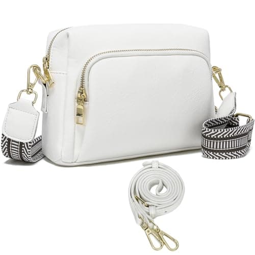 Leamekor Women's Small Crossbody Purses with Guitar Strap — White