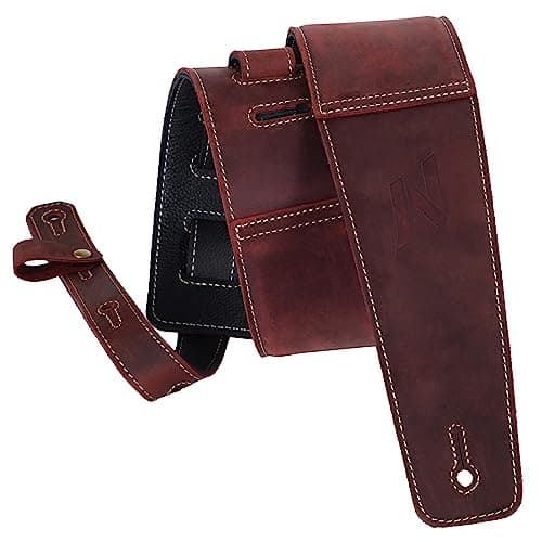 Nefelibata Aged Black 3" Guitar Strap with Foam Padding and Cable Loops — Vintage Burgundy