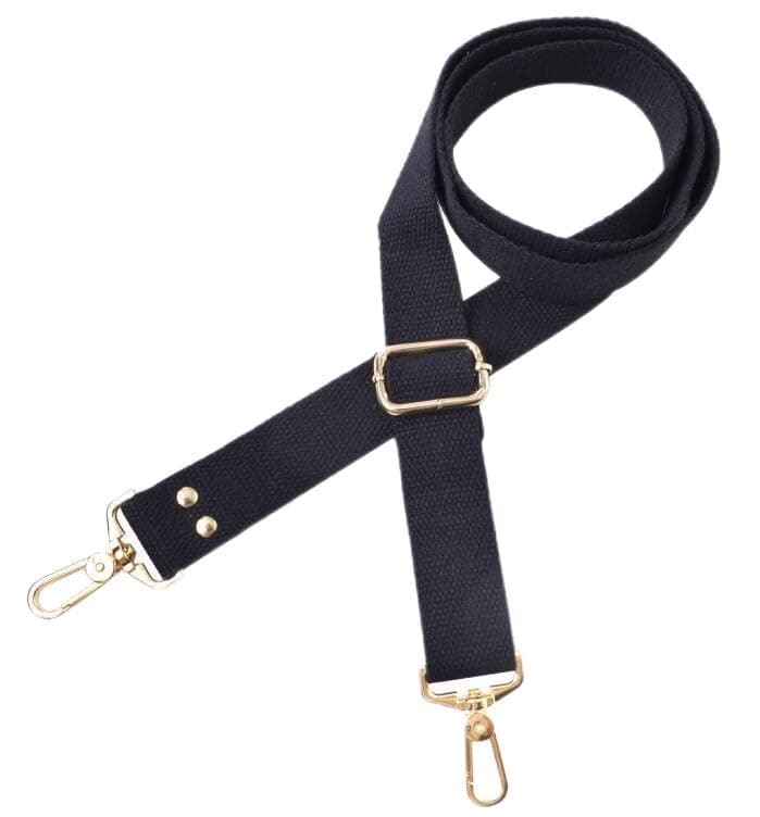 Wento 1pcs 31''-57'' Webbing Shoulder Cross Bag Strap (Black) WTD34 — Black(gold Snap Hook)