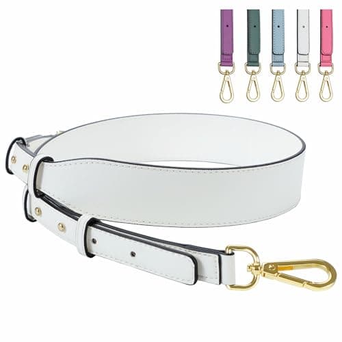 Nefelibata Glamour Purple Leather Crossbody Purse Strap with Custom Metal Buckle — Lvory White