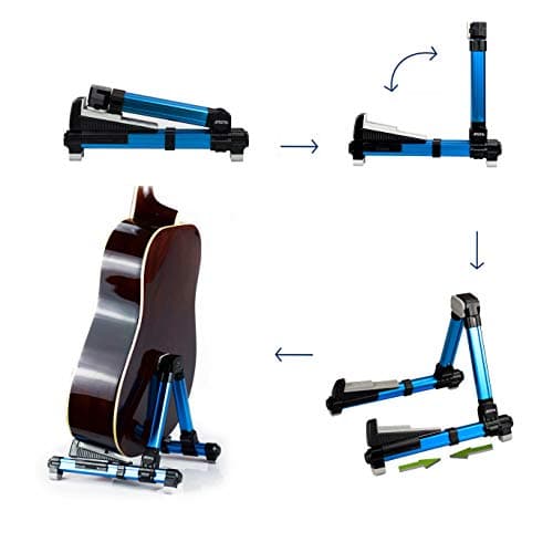 Adjustable Foldable Guitar Stand for Classical, Acoustic, Electric Guitars, Bass, and Ukulele - Ideal for Stage and Home Use