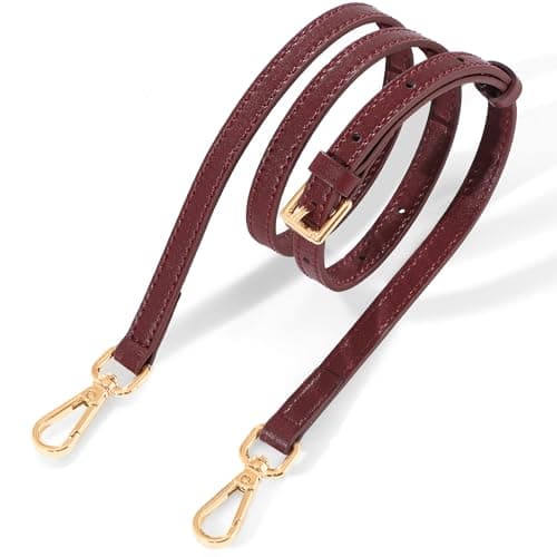 Hamdecro Leather Purse Strap Replacement, Crossbody & Shoulder Straps for Bags, Adjustable — Wine Red