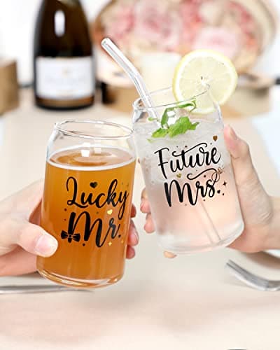Engagement Gifts Coffee Cups Set of 2 for Bride and Groom