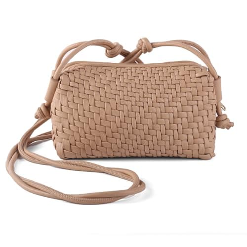 Dabdays Trendy Vegan Leather Crossbody Bag for Women — Apricot
