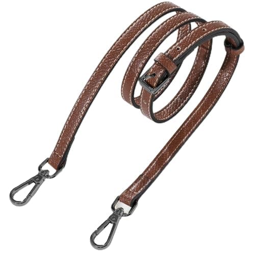 Hamdecro Leather Purse Strap Replacement, Crossbody & Shoulder Straps for Bags, Adjustable — Gunmetal - Brown