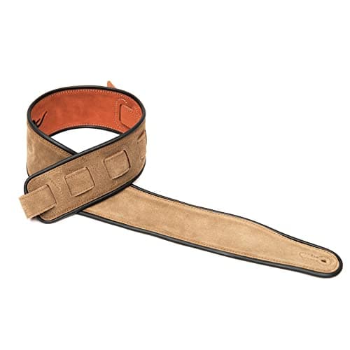 Cross Brown Suede Wide Strap for Bass Guitar | CloudMusic Leather