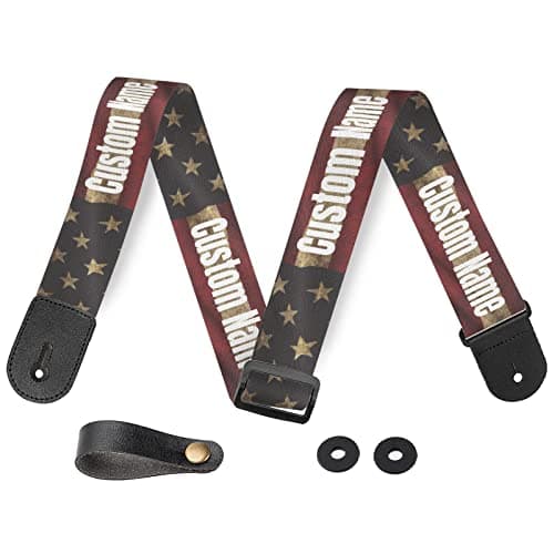 Custom Personalized American Flag Guitar Strap - Bass Electric Acoustic