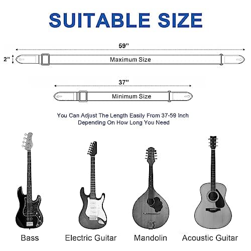 BestSounds Acoustic & Electric Guitar Strap with Leather Neck Strap, 3 Picks & 2 Button Blocks