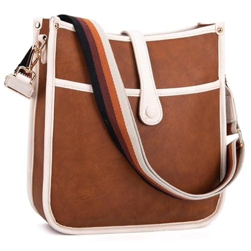 Montana West Women's Crossbody Hobo Shoulder Bags — E-brown and White