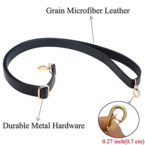 Replaceable Black/Gold Purse Strap - Full Grain Microfiber Leather - 59 Adjustable Crossbody Shoulder Bag - 1 Wide