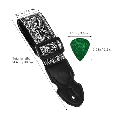 Hemoton Guitar Strap 2 Wide Jacquard Bass Strap with Picks Set, Best for Kids and Guitarists