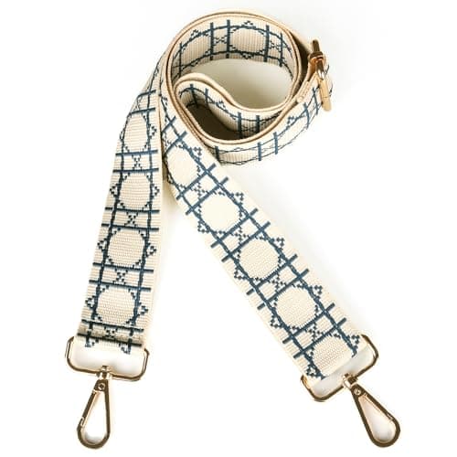 Women's Handbag Shoulder Strap - Wide 3.8cm Crossbody Bag Replacement — Geometry-blue
