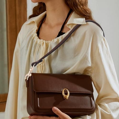 PH PandaHall Women's Coffee Color 1 Inch Wide Golden Clasp Handbag Strap