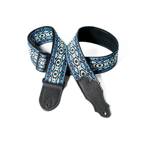 Retro Folk Guitar Strap, 2" Width — Blue/Purple