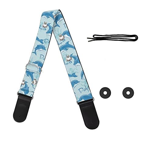 GLENLCWE Colorful Sea Turtle Guitar Strap for Acoustic, Electric & Bass — Blue Dolphin