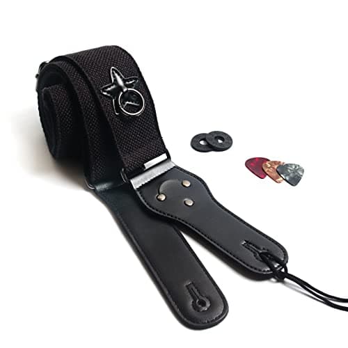 Bass, Electric & Acoustic Guitar Strap with Locks — Black