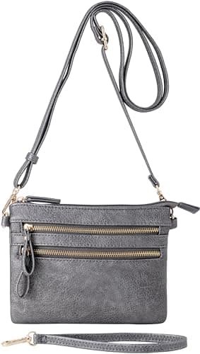 B Bretnano Vegan Mini Crossbody Purse with Tassel Accents — Pewter Nn