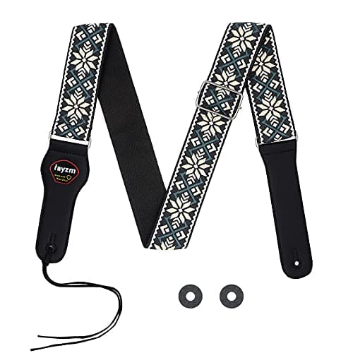 Embroidery Guitar Strap with Plectrum Pocket & Strap Blocks for Acoustic/Electric/Bass