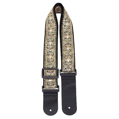 ALLZEDREAM Lace Pink Guitar Strap, Genuine Leather Ends — Diamond Black