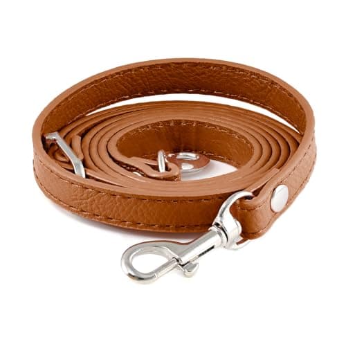 Leather Handbag Straps for Crossbody Replacement — Light Brown with Silver buckle