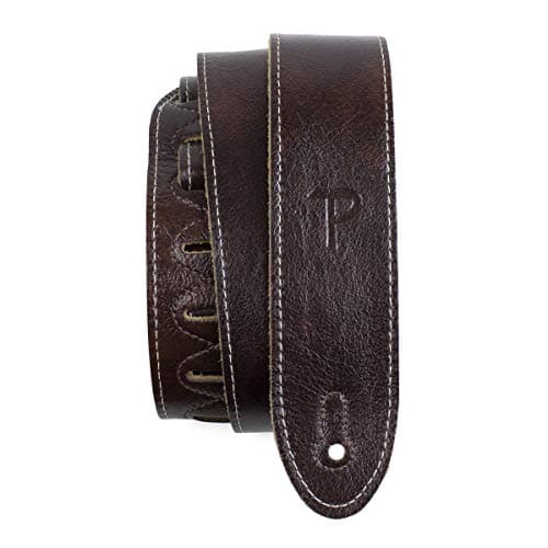 Perri’s Adjustable Vintage Brown Leather Guitar Strap for All Sizes — Mahogany