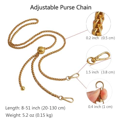 BeautLeGAN Thin Purse Chain Strap - 51 Inch Adjustable Bag Baggage Replacement