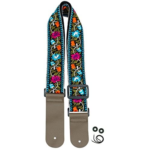 ZANQANO Vintage Jacquard Weave Guitar & Bass Strap — Flower B