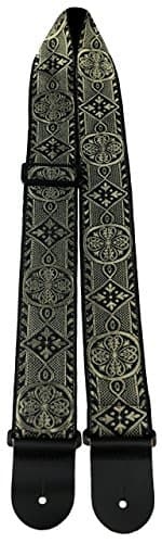P Perri's Leathers Ltd. Jacquard Collection Guitar Strap — Metallic Gold