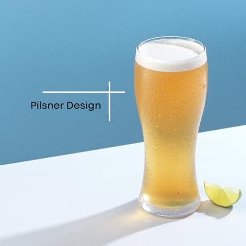 Set of 4 JoyJolt Callen 15.5oz Beer Glasses for Men