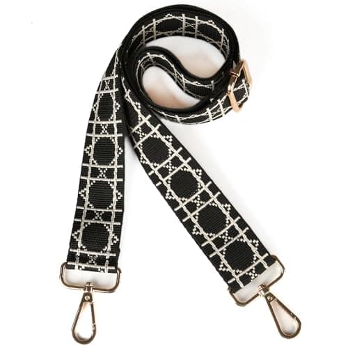 Women's Handbag Shoulder Strap - Wide 3.8cm Crossbody Bag Replacement — Geometry-black