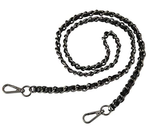 UTreers Crossbody Bag with 47.2" Chain Strap — A Black Chain Black Leather 47.2"