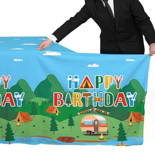 Happy Camper 54" x 108" Disposable Camping Table Covers, 2PCS Set