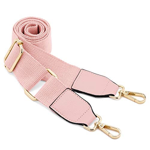 DEVPSISR Wide Shoulder Strap Replacement Adjustable Crossbody Canvas Bag — Leather Buckle-pink