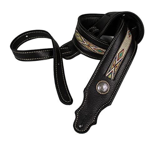 2" Padded Glove and Southwest Hitch Weave Guitar Strap — Black