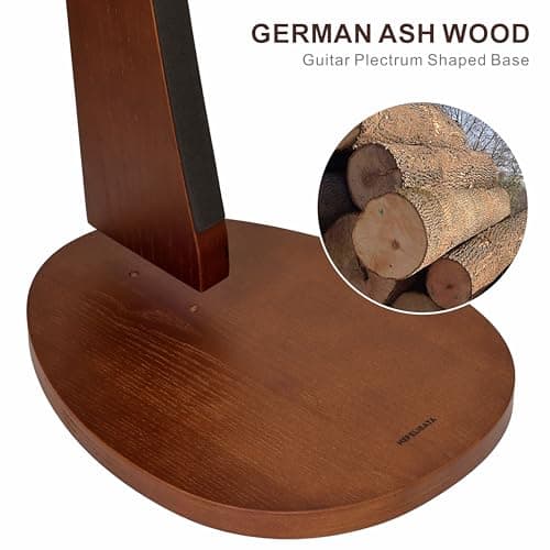 Wooden Guitar Stand - Handmade German Ash Solid Wood Stand for Acoustic Guitars, Classical Guitars, Banjos, and Mandolins (Dark Brown)