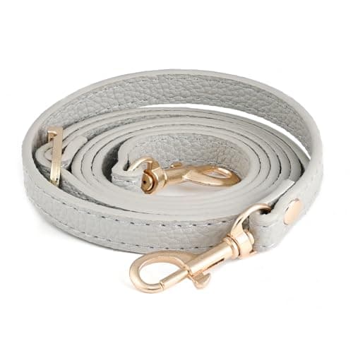 Leather Handbag Straps for Crossbody Replacement — Grey with gold buckle