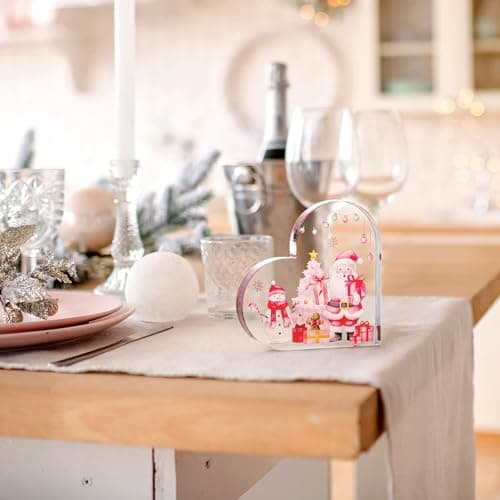 Pink Christmas Gifts for Women, Acrylic Christmas Decor for Office or Home