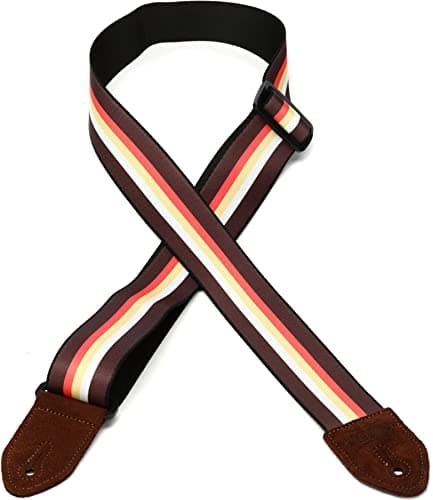Levy's Leathers Black and Yellow Sunflower Guitar Strap MP2-009 — Purple, Orange, White