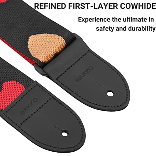 BAKKO Love-Pattern Guitar Strap for Bass, Electric & Acoustic, Perfect Gift for Kids and Guitarists