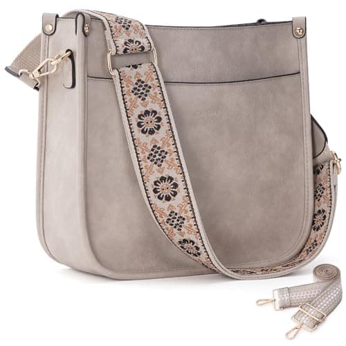 Caitina Women's Vegan Leather Adjustable Strap Crossbody Hobo Purse — A19-beige