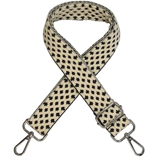 Duwi Wide Multicolor Guitar Style Handbag & Purse Strap — no,silver,black dot