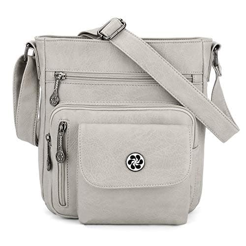 Angel Kiss Vegan Leather Crossbody Bag for Women Adjustible Strap — 19grey