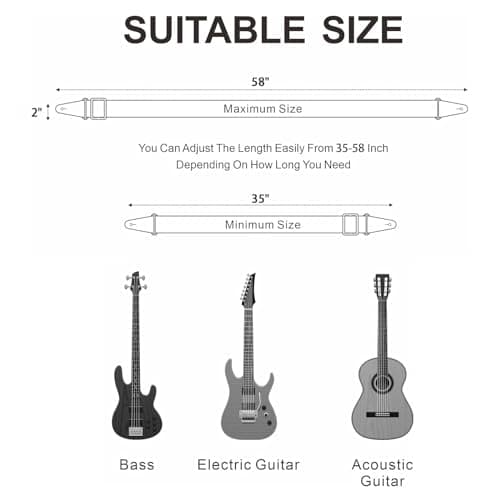 Embroidered Jacquard Guitar Strap for Electric & Acoustic Guitars