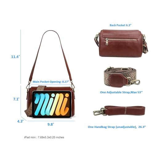 Premium Vegan Leather Shoulder Bag for Women, Detachable 2-Strap Crossbody