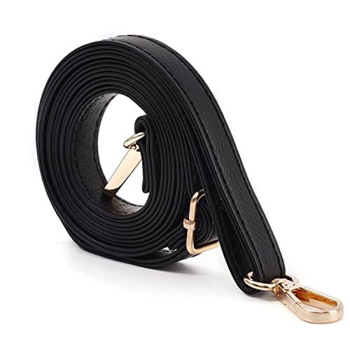 Xiazw Adjustable Soft PU Leather Shoulder Crossbody Purse Bag Strap Replacement — Black - Gold