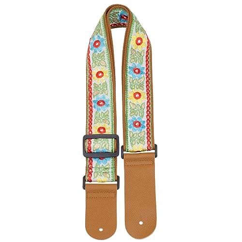 ZANQANO Vintage Jacquard Weave Guitar & Bass Strap — Flower a
