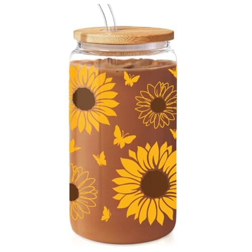 Future Mrs Glass Coffee Cup with Bamboo Lid and Straw - Bridal Shower Gift for Bride-to-be — Sunflower